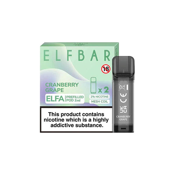 ELF Bar ELFA 20mg Replacement Prefilled Pods 2ml 1200 Puffs - 2 Pcs - Flavour: Watermelon Cherrry