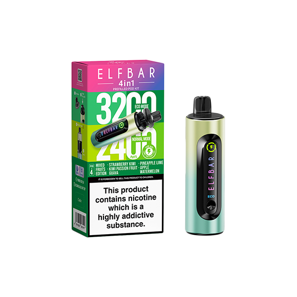 20mg Elf Bar 4 in 1  Pod Vape Kit 3200 Puffs - Flavour: Ice Drinks Edition