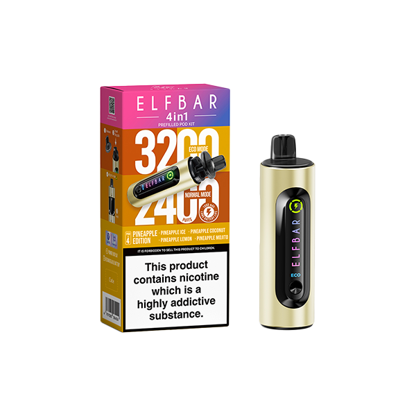 20mg Elf Bar 4 in 1  Pod Vape Kit 3200 Puffs - Flavour: Purple Edition