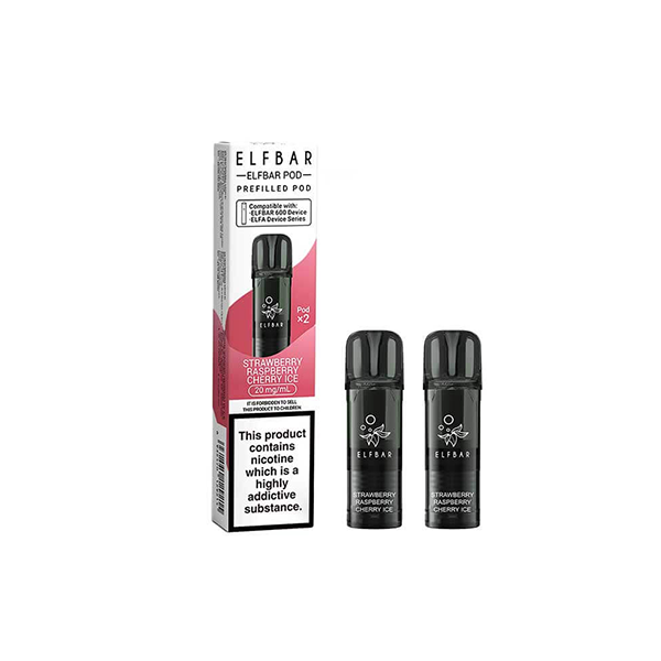 20mg Elf Bar 600 Prefilled Pods 2ml 1200 Puffs - 2 Pcs - Flavour: Cherry Ice