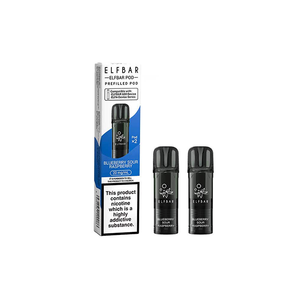 20mg Elf Bar 600 Prefilled Pods 2ml 1200 Puffs - 2 Pcs - Flavour: Cherry Ice