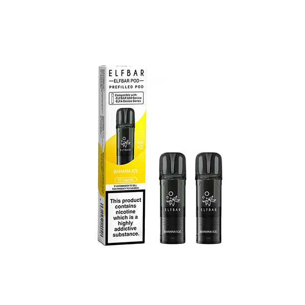 20mg Elf Bar 600 Prefilled Pods 2ml 1200 Puffs - 2 Pcs - Flavour: Cherry Ice