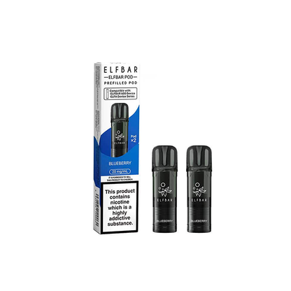 20mg Elf Bar 600 Prefilled Pods 2ml 1200 Puffs - 2 Pcs - Flavour: Blue Razz Lemonade