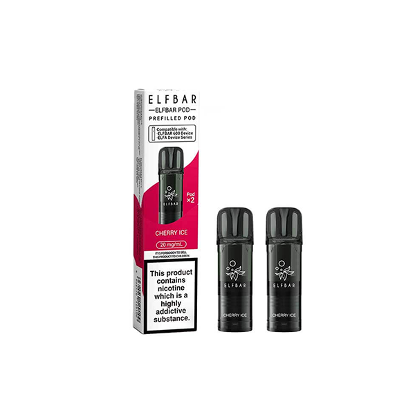 20mg Elf Bar 600 Prefilled Pods 2ml 1200 Puffs - 2 Pcs - Flavour: Blue Sour Raspberry