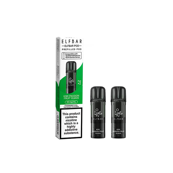 20mg Elf Bar 600 Prefilled Pods 2ml 1200 Puffs - 2 Pcs - Flavour: Cherry Ice