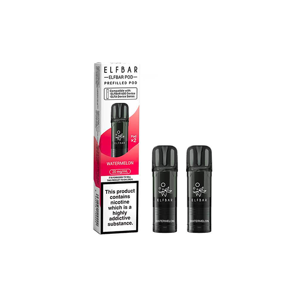 20mg Elf Bar 600 Prefilled Pods 2ml 1200 Puffs - 2 Pcs - Flavour: Cherry Ice