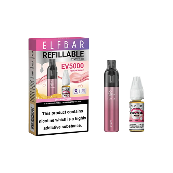 20mg Elf Bar EV5000 Disposable Pod Kit + Elfliq Salt - Flavour: Kiwi Passion Fruit