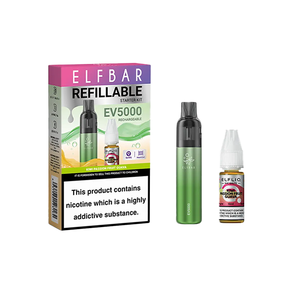 20mg Elf Bar EV5000 Disposable Pod Kit + Elfliq Salt - Flavour: Spearmint