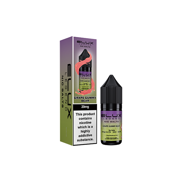20mg Elux Legend 10ml Nic Salts (50VG/50PG) - Flavour: Grape Gummy Bear