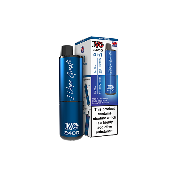 20mg IVG 2400 4 in 1 Multi Edition Rechargeable Pod Vape Kit 2400 Puffs - Flavour: Purple Edition