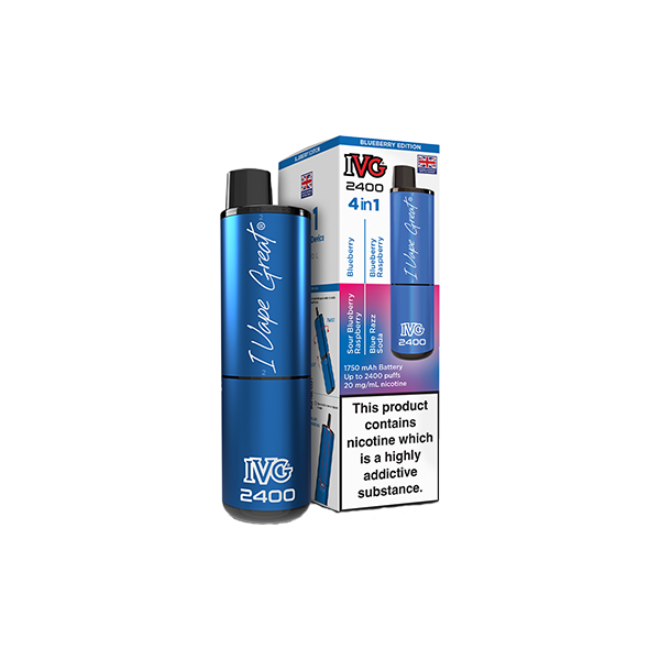 20mg IVG 2400 4 in 1 Multi Edition Rechargeable Pod Vape Kit 2400 Puffs - Flavour: Blue Edition