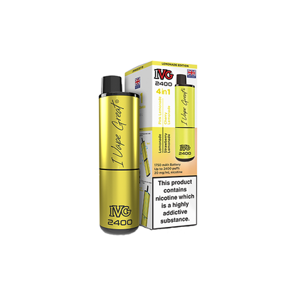 20mg IVG 2400 4 in 1 Multi Edition Rechargeable Pod Vape Kit 2400 Puffs - Flavour: Passionfruit Edition