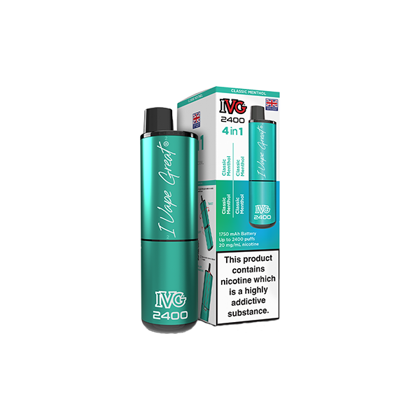20mg IVG 2400 4 in 1 Pod Rechargeable Vape Kit 2400 Puffs - Flavour: Pineapple Ice