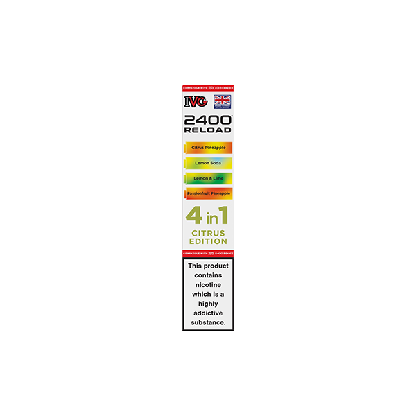 20mg IVG 2400 Reload Multi Edition Prefilled Pods 2ml 2400 Puffs - 4 Pcs - Flavour: Citrus Edition