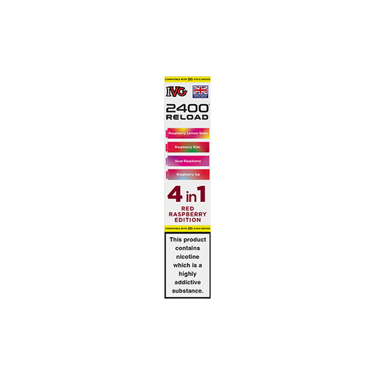20mg IVG 2400 Reload Multi Edition Prefilled Pods 2ml 2400 Puffs - 4 Pcs - Flavour: Red Raspberry Edition