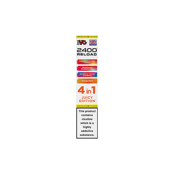 20mg IVG 2400 Reload Multi Edition Prefilled Pods 2ml 2400 Puffs - 4 Pcs - Flavour: Menthol Edition