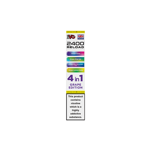 20mg IVG 2400 Reload Multi Edition Prefilled Pods 2ml 2400 Puffs - 4 Pcs - Flavour: Grape Edition