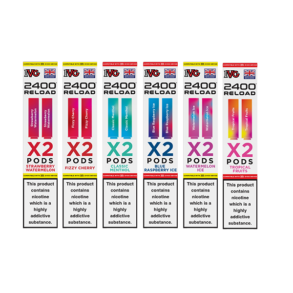 20mg IVG 2400 Reload Prefilled Pods 2ml 2400 Puffs - 2 Pcs - Flavour: Tropical Fruits