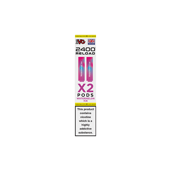 20mg IVG 2400 Reload Prefilled Pods 2ml 2400 Puffs - 2 Pcs - Flavour: Strawberry Watermelon