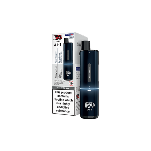 20mg IVG Air 4 in 1 Disposable Rechargeable Pod Vape Kit 2400 Puffs - Edition: Black