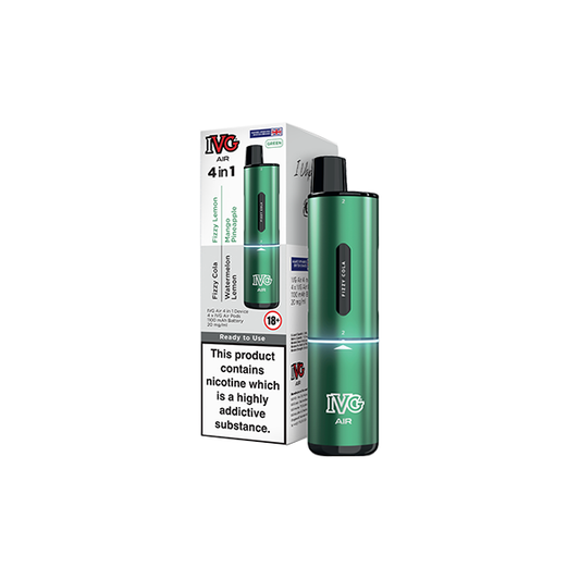 20mg IVG Air 4 in 1 Disposable Rechargeable Pod Vape Kit 2400 Puffs - Edition: Silver