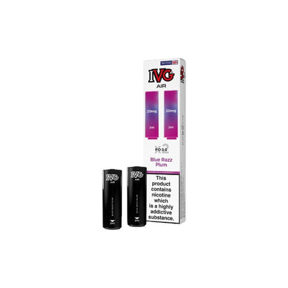 20mg IVG Air Prefilled Pods 2ml 1200 Puffs - 2 Pcs - Flavour: Blue Raspberry Ice