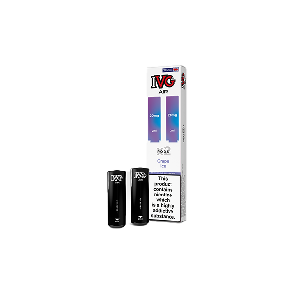 20mg IVG Air Prefilled Pods 2ml 1200 Puffs - 2 Pcs - Flavour: Grape Ice