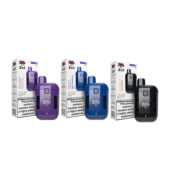 20mg I VG Air 2 in 1 Disposable Rechargeable Pod Vape Kit 1200 Puffs - Edition: Black