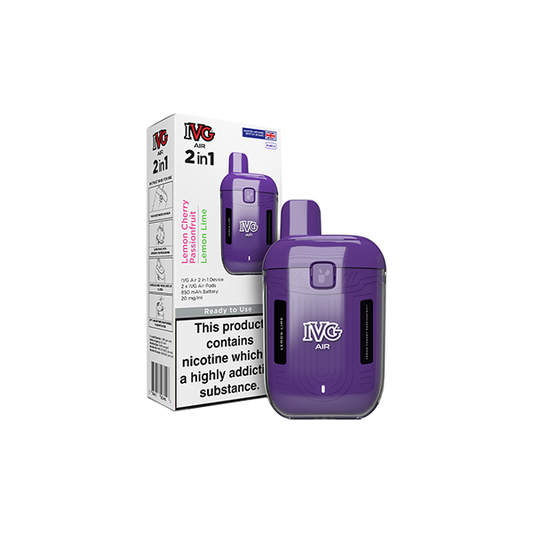 20mg IVG Air 2 in 1 Disposable Rechargeable Pod Vape Kit 1200 Puffs - Edition: Cream