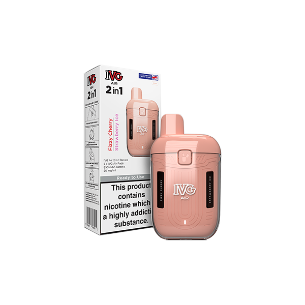 20mg I VG Air 2 in 1 Disposable Rechargeable Pod Vape Kit 1200 Puffs - Edition: Pink