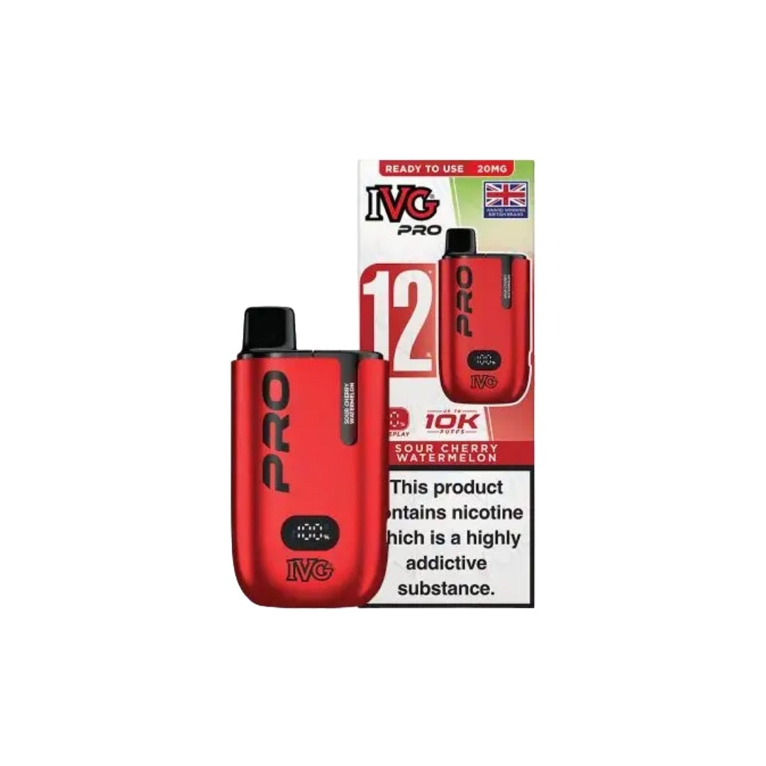 20mg IVG Pro 12 Prefilled Pod Vape Kit 10000 Puffs - Flavour: Cherry Ice