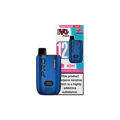 20mg IVG Pro 12 Prefilled Pod Vape Kit 10000 Puffs - Flavour: Blue Razz Retro