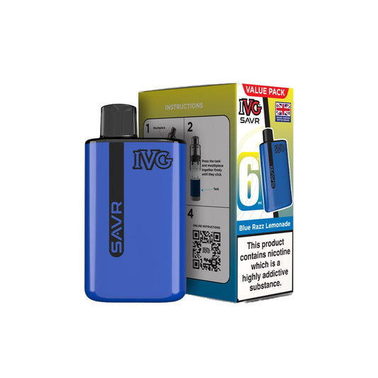 20mg I VG SAVR Prefilled Pod Vape Kit 3000 Puffs - Flavour: Blue Razz Lemonade