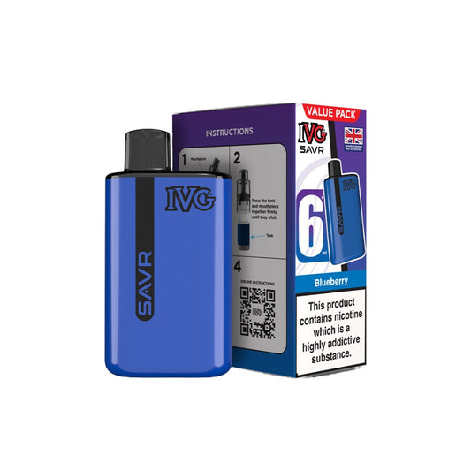 20mg I VG SAVR Prefilled Pod Vape Kit 3000 Puffs - Flavour: Blueberry