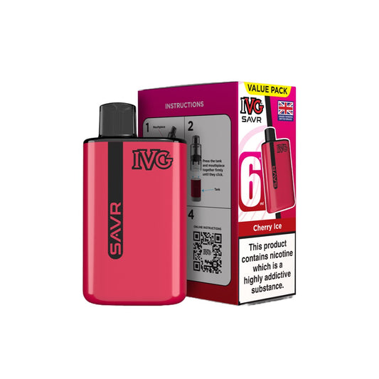 20mg I VG SAVR Prefilled Pod Vape Kit 3000 Puffs - Flavour: Cherry Ice