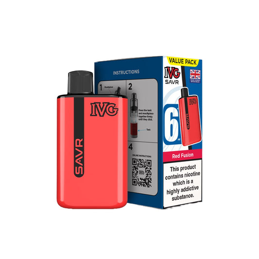 20mg I VG SAVR Prefilled Pod Vape Kit 3000 Puffs - Flavour: Red Fusion