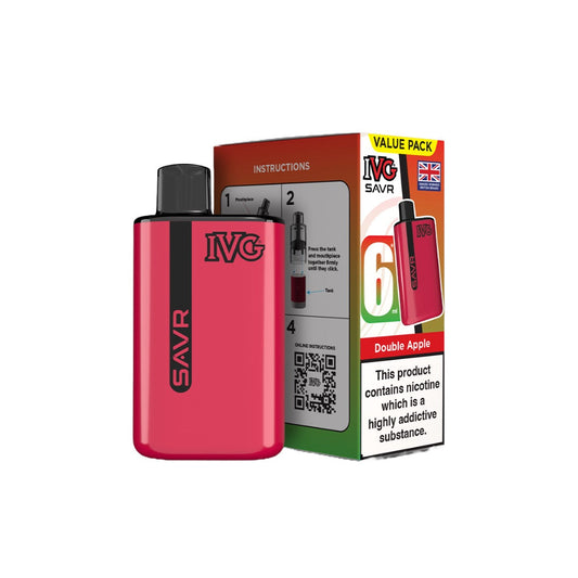 20mg I VG SAVR Prefilled Pod Vape Kit 3000 Puffs - Flavour: Double Apple