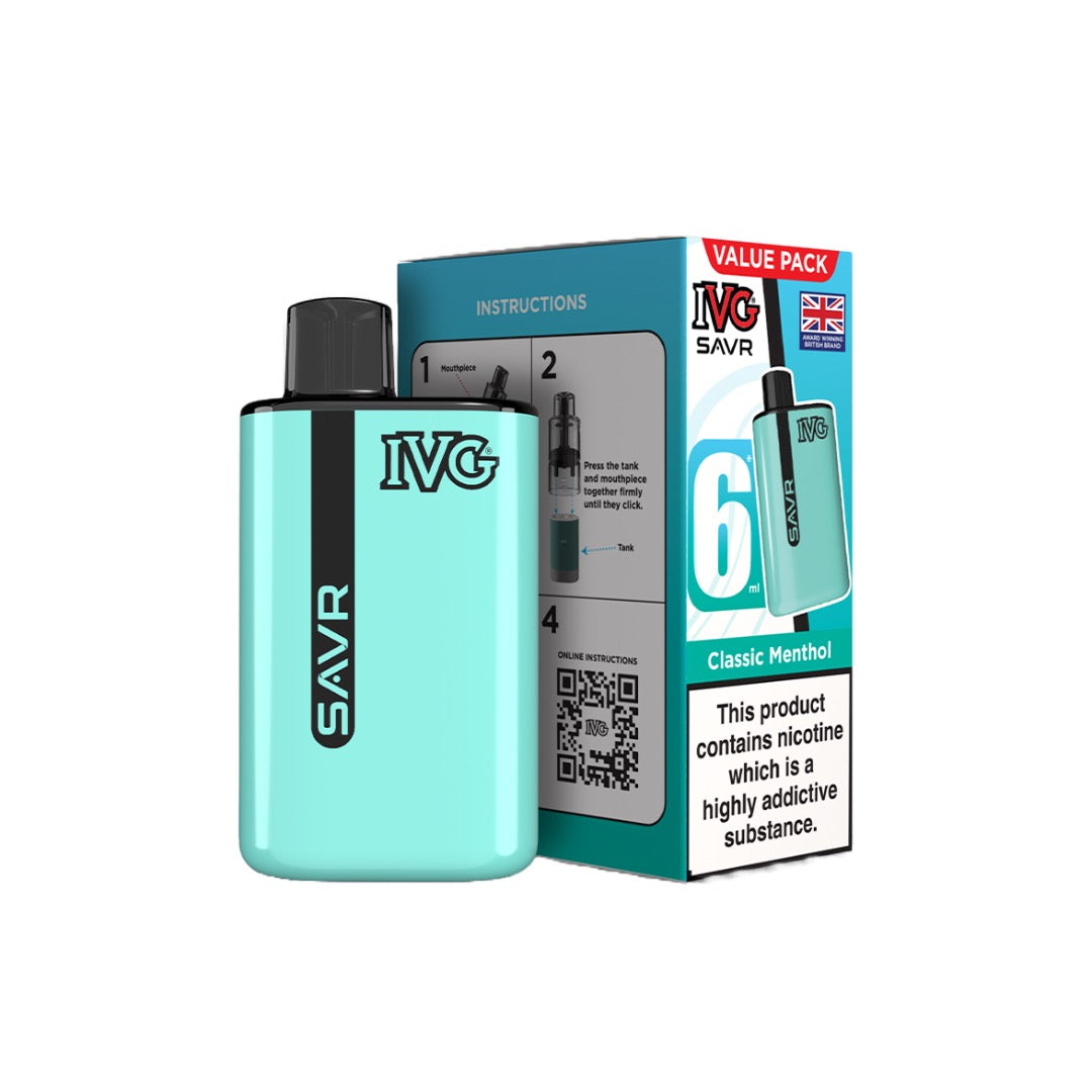 20mg IVG SAVR Prefilled Pod Vape Kit 3000 Puffs - Flavour: Blue Raspberry Ice
