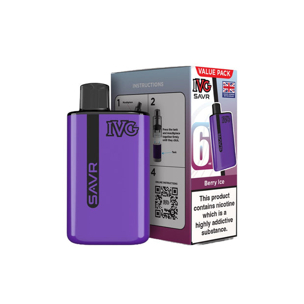 20mg I VG SAVR Prefilled Pod Vape Kit 3000 Puffs - Flavour: Grape Ice