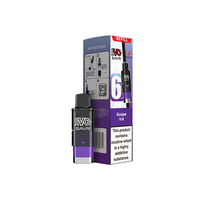 20mg IVG SAVR Refill Pod Pack 3000 Puffs - Flavour: Grape Ice