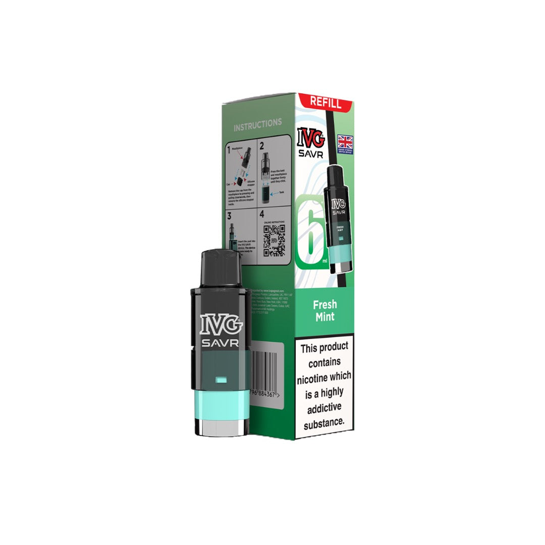 20mg I VG SAVR Refill Pod Pack 3000 Puffs - Flavour: Fresh Menthol Mojito