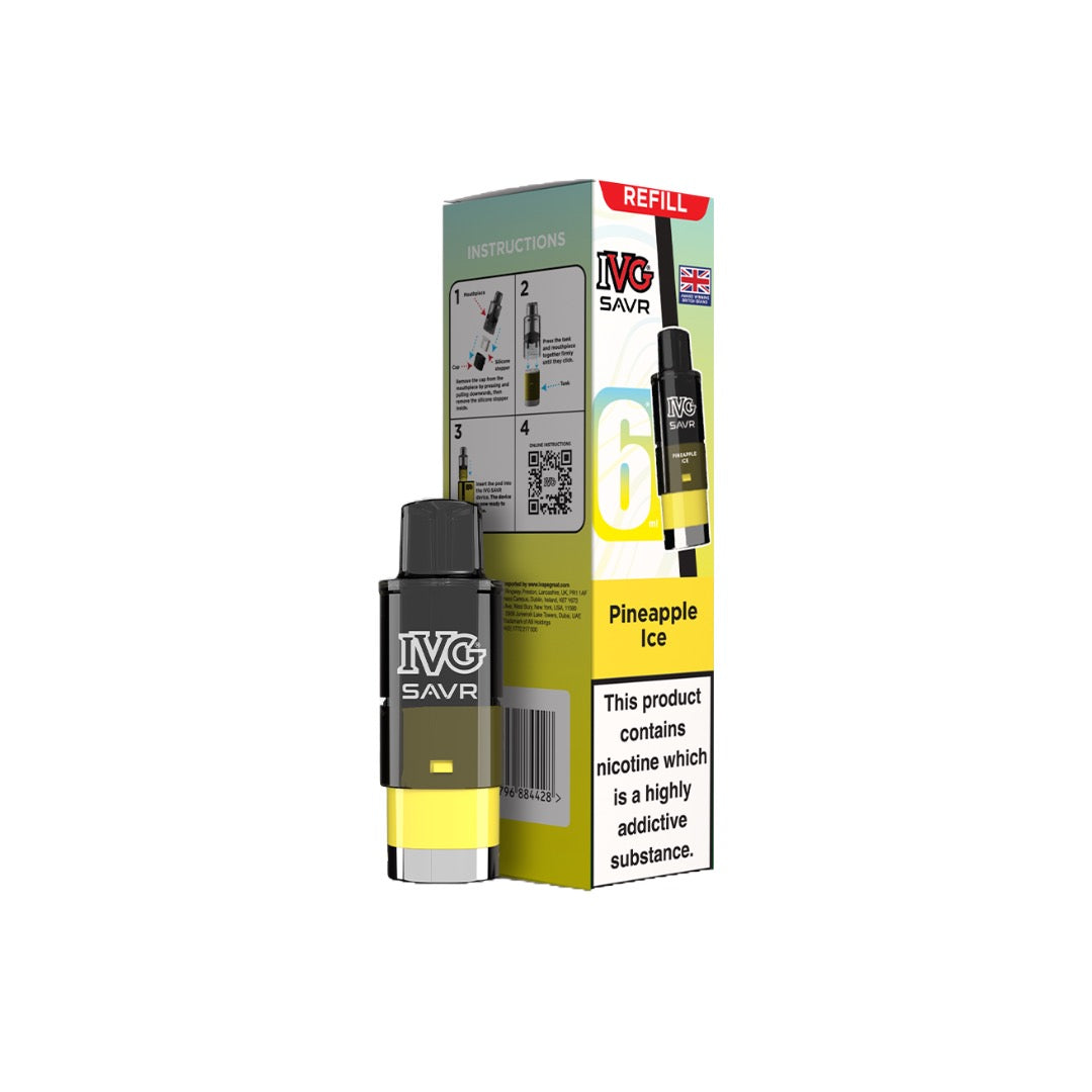 20mg I VG SAVR Refill Pod Pack 3000 Puffs - Flavour: Banana Ice