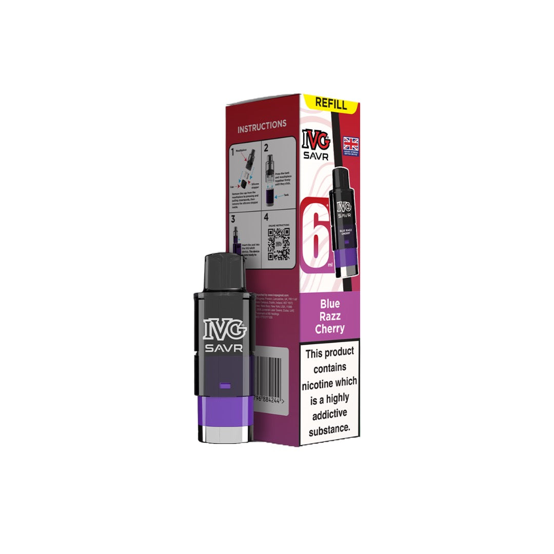 20mg I VG SAVR Refill Pod Pack 3000 Puffs - Flavour: Blue Sour Raspberry