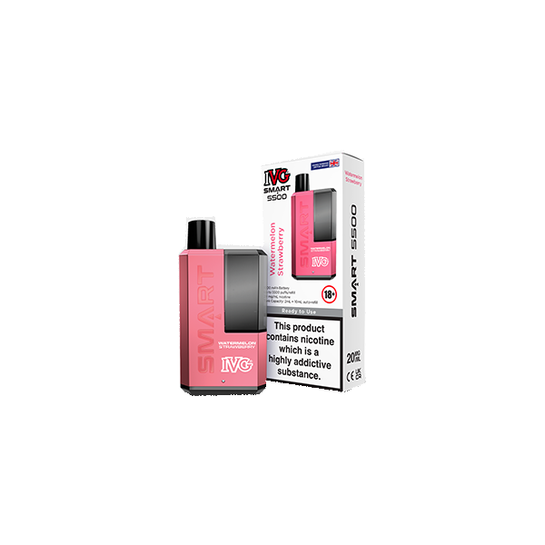 20mg I VG Smart 5500 Disposable Rechargeable Vape Kit 5500 Puffs - Flavour: Strawberry Kiwi