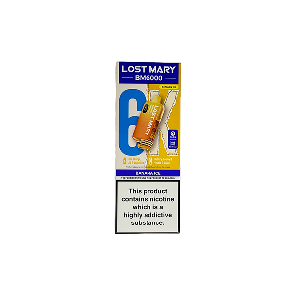 20mg LOST MARY BM6000 Refillable Pod Kit - 6000 Puffs - Flavour: Banana Ice
