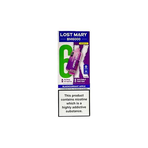 20mg LOST MARY BM6000 Refillable Pod Kit - 6000 Puffs - Stoptober Special Offer - Flavour: Strawberry Watermelon