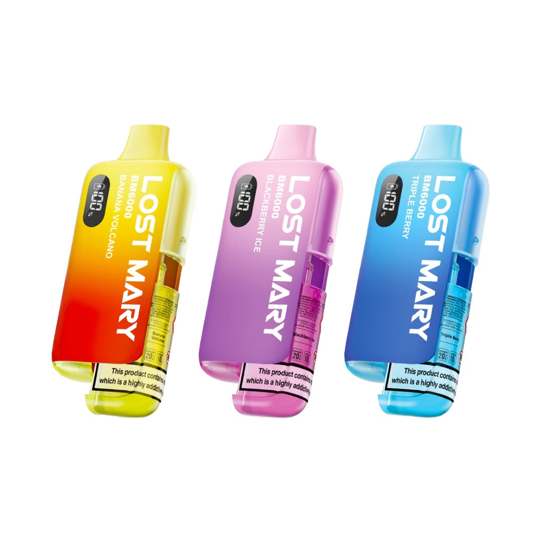 20mg LOST MARY BM6000 Refillable Pod Kit - 6000 Puffs - Stoptober Special Offer - Flavour: Blueberry