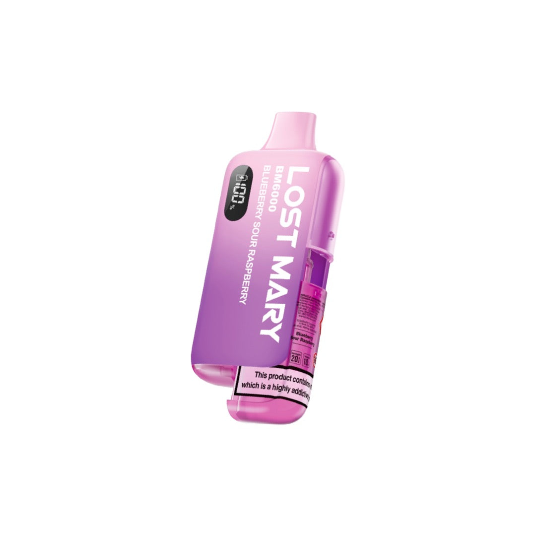 20mg LOST MARY BM6000 Refillable Pod Kit - 6000 Puffs - Stoptober Special Offer - Flavour: Strawberry Raspberry Blackberry