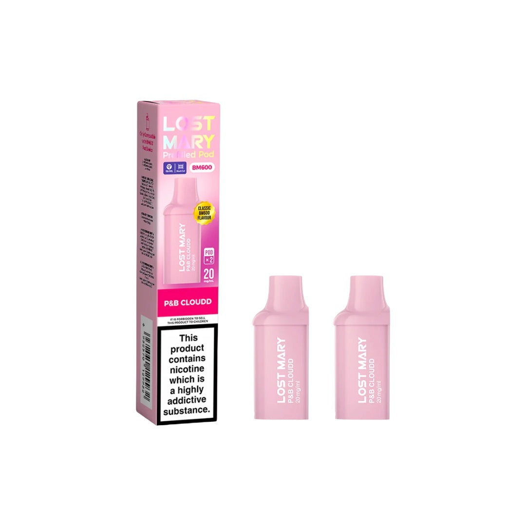 20mg Lost Mary BM600 Prefilled Replacement Pods 1200 Puffs - 2 Pcs - Flavour: Watermelon Ice