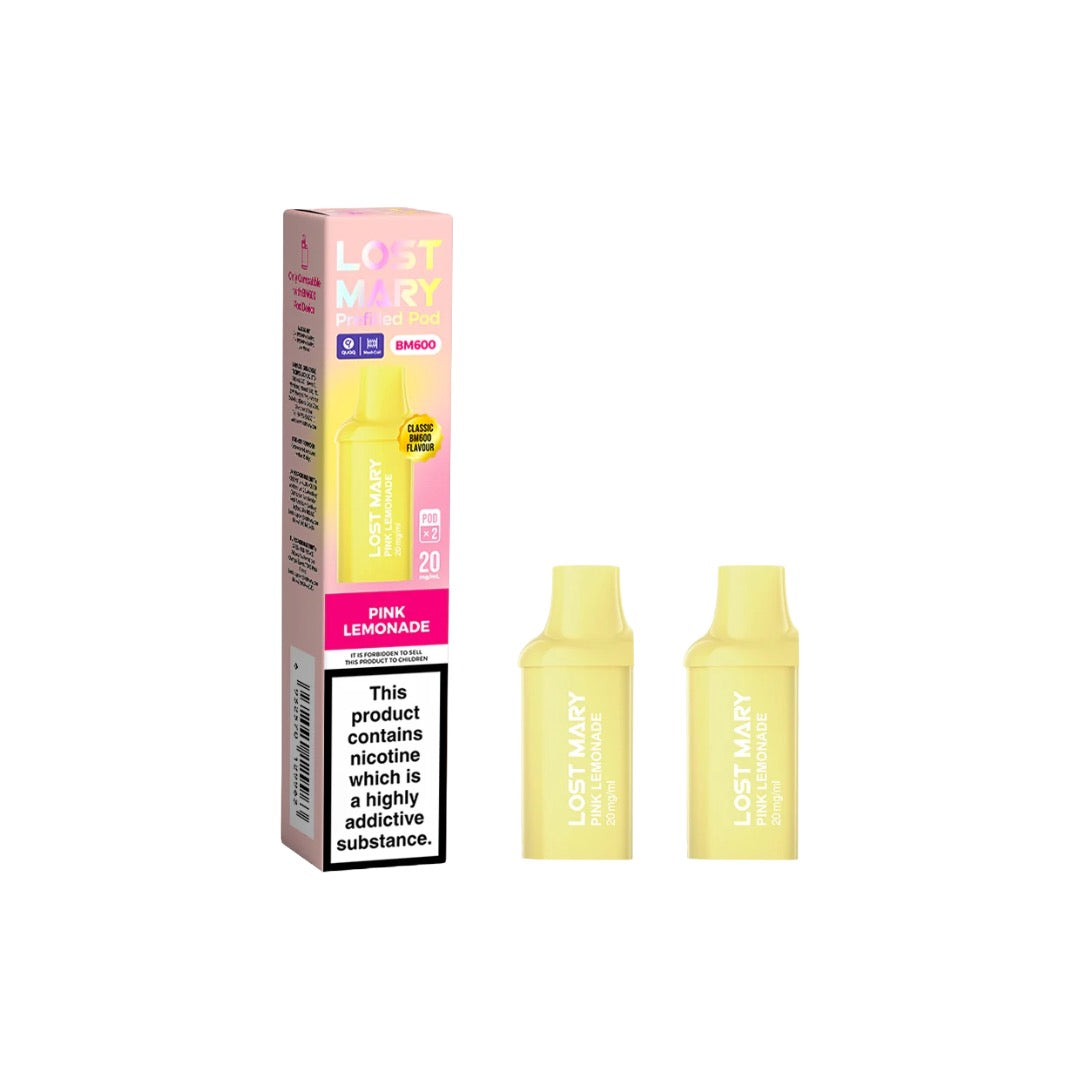 20mg Lost Mary BM600 Prefilled Replacement Pods 1200 Puffs - 2 Pcs - Flavour: Grape